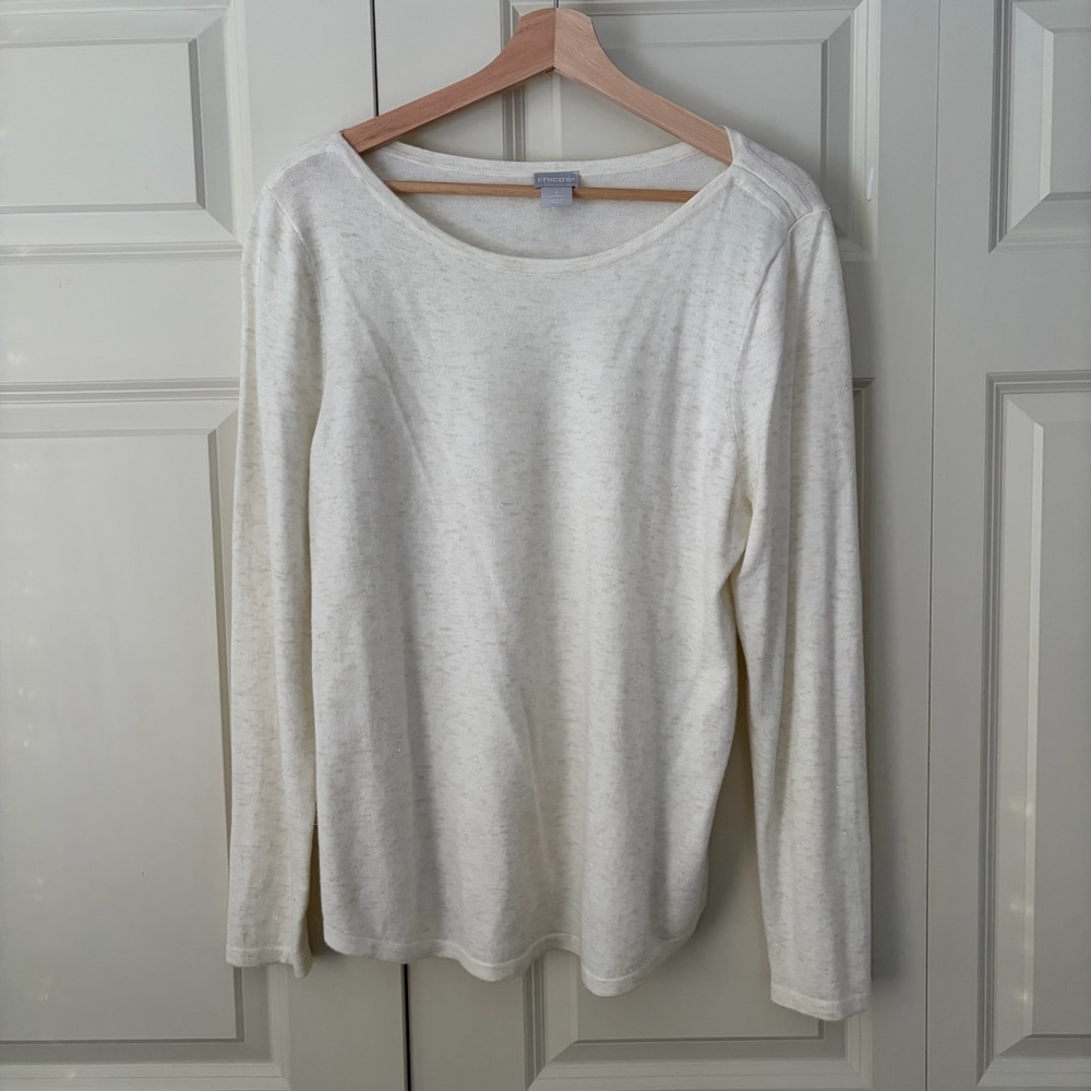 Chicos Cream Long Sleeve Sweater